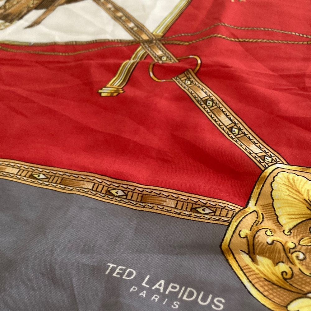 Ted Lapidus Paris Red and Gray Scarf
